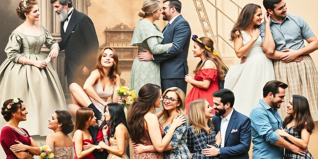 Diverse couples sharing affectionate moments together.