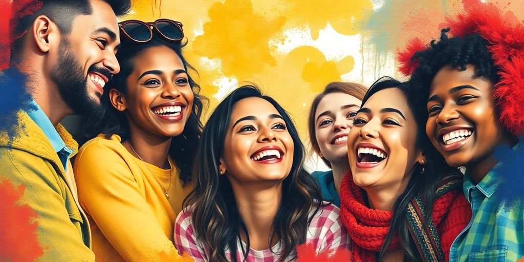 Diverse individuals connecting in a vibrant community.