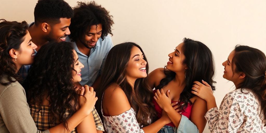Diverse individuals in intimate, non-traditional relationships.
