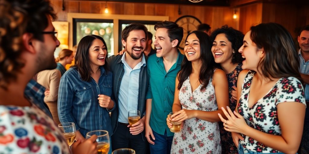 Extrovert and polyamorous people connecting joyfully.