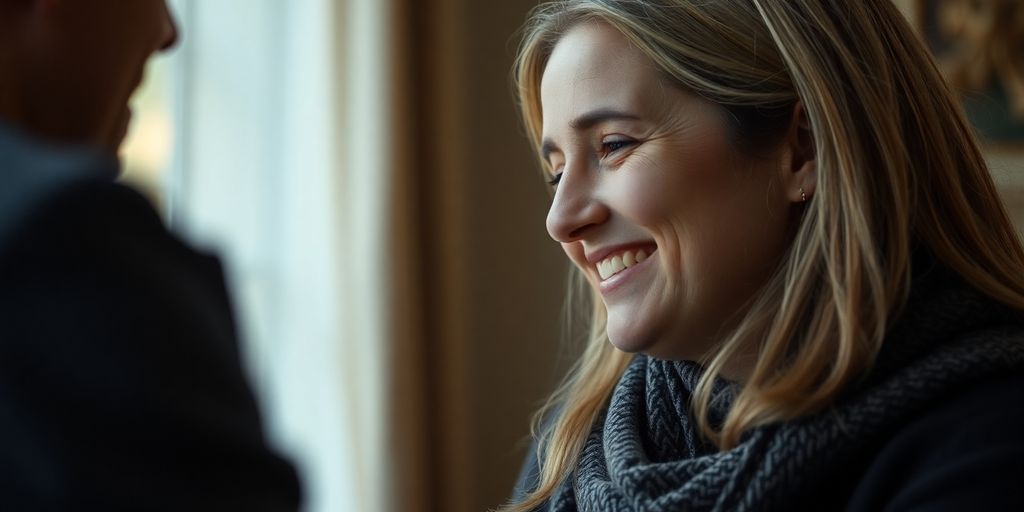 Two partners sharing a heartfelt, open conversation.