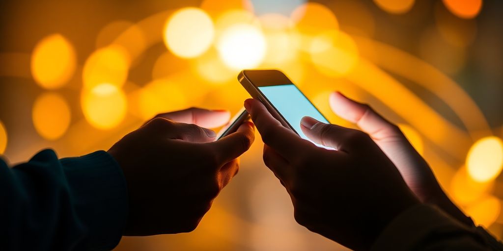 Two people exchanging discreet messages.