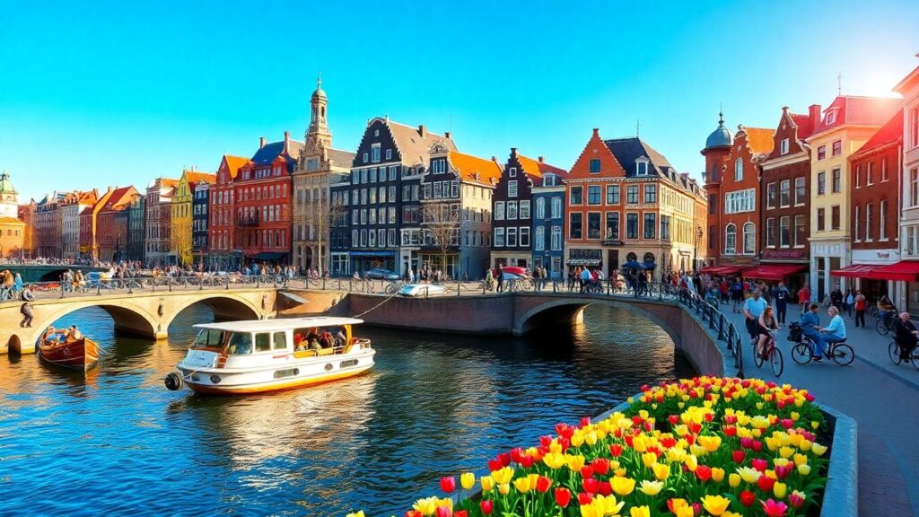 Amsterdam canals and tulips, a symbol of freedom and expression.