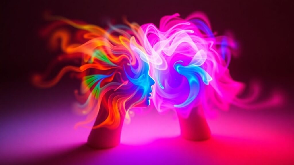 Colliding energy fields symbolizing polyamory and queer theory.