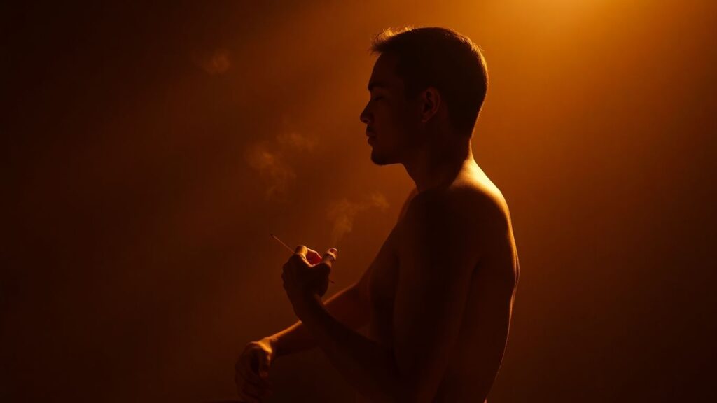 Couple embracing in a warm, intimate, and peaceful setting.