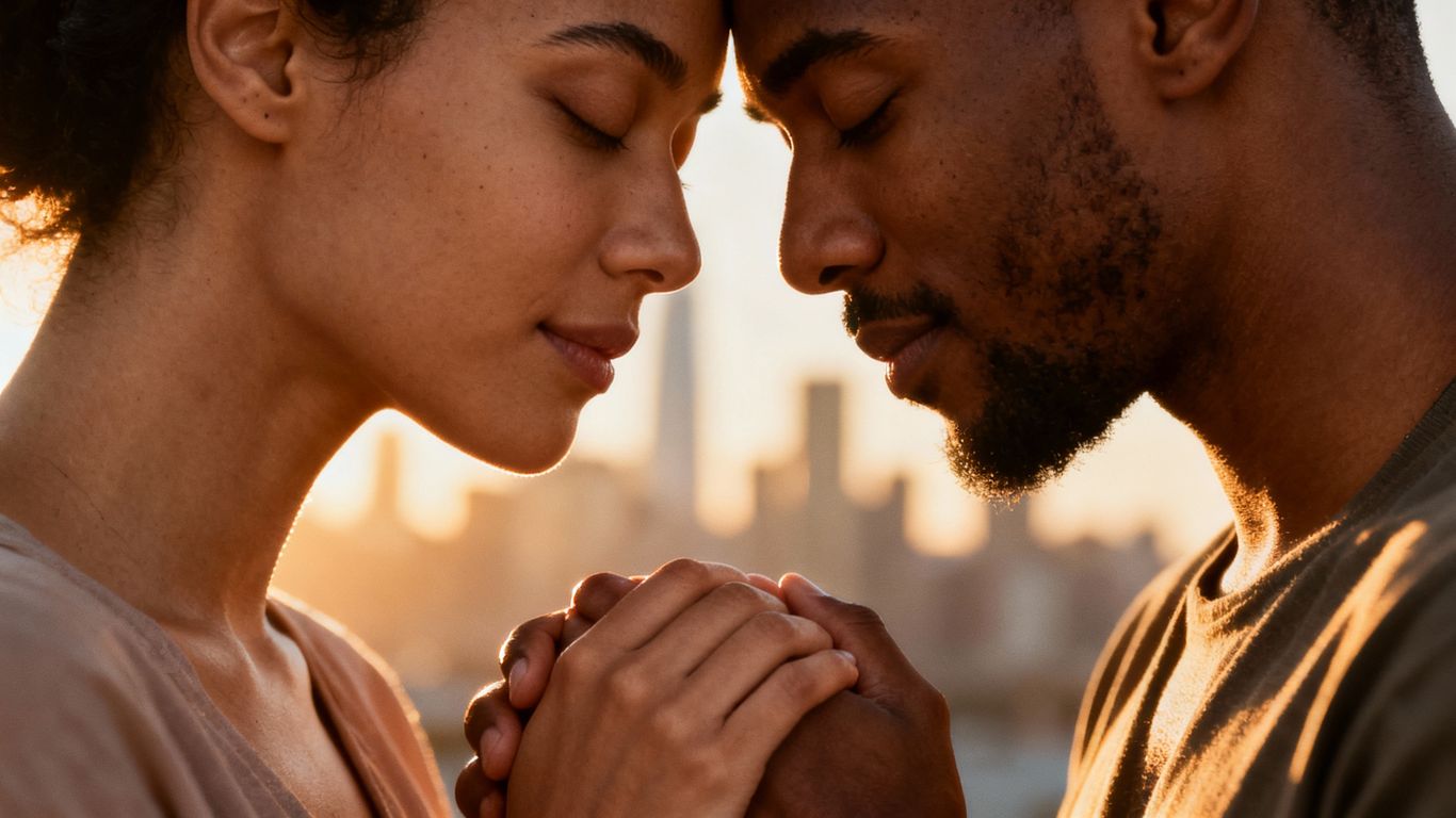 Couple embracing, showing emotional intimacy