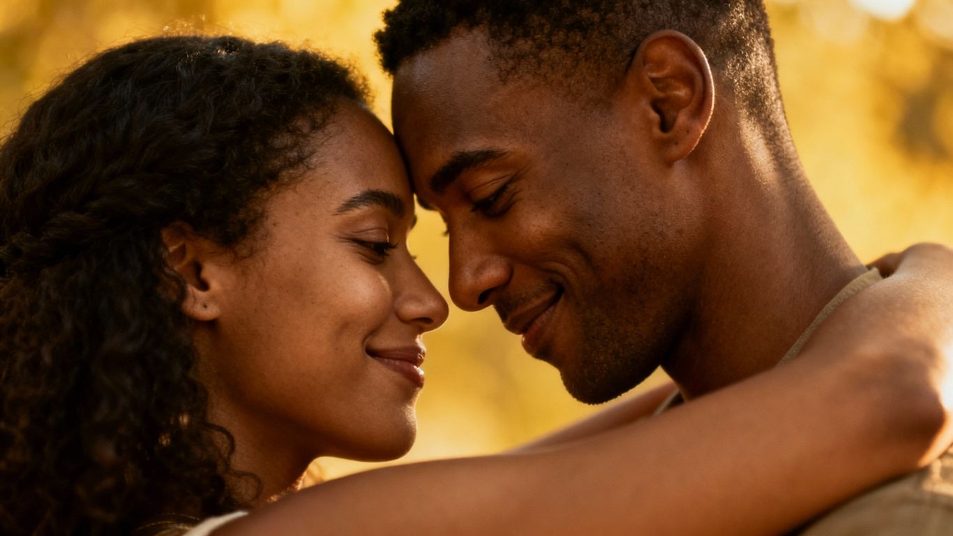 Couple embracing with emotional connection and understanding.