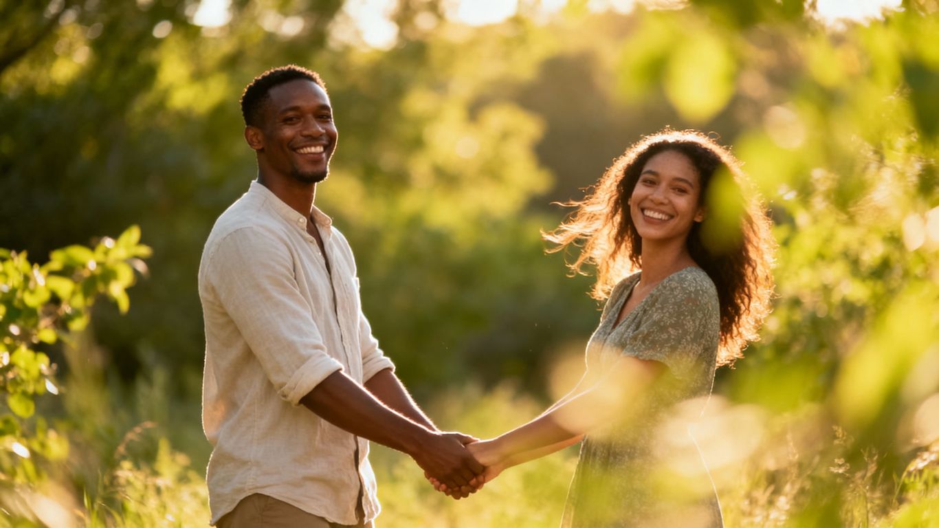 Couple enjoying nature, symbolizing healthy relationship alternatives.