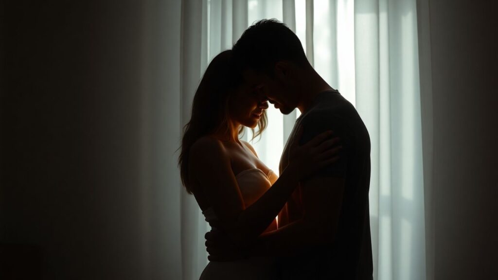 Couple experiencing energy orgasm