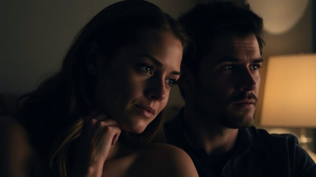 Couple in intimate setting, exploring relationship dynamics.