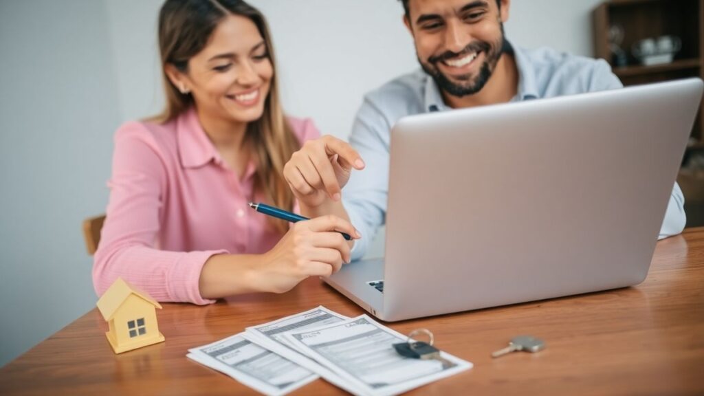 Couple managing shared finances on a laptop.