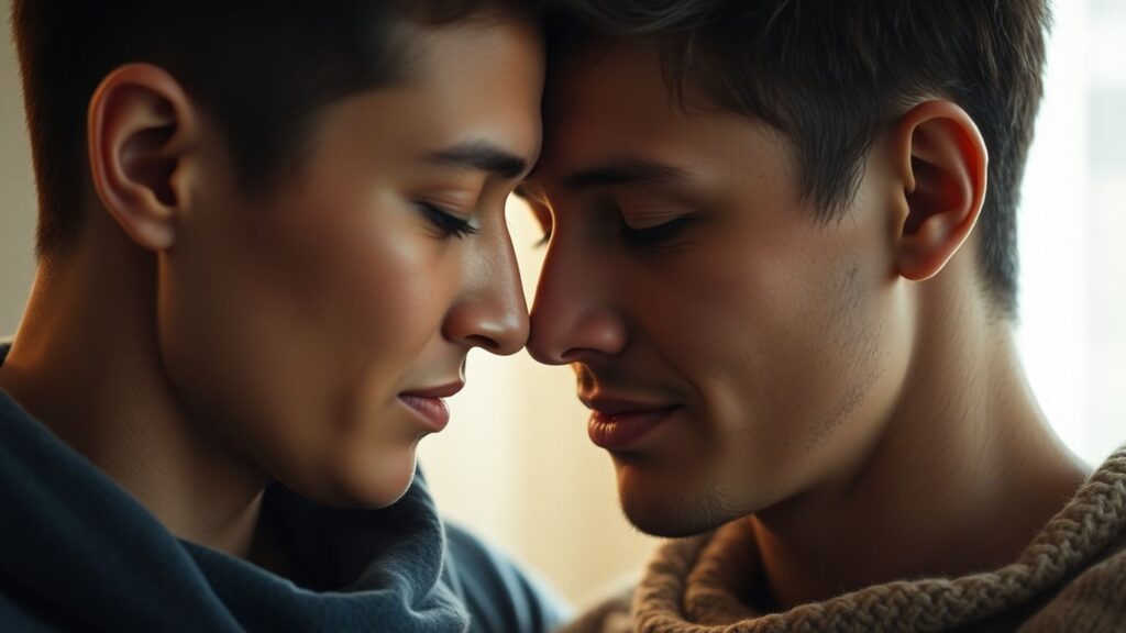 Couple sharing an intimate moment through eye gazing.