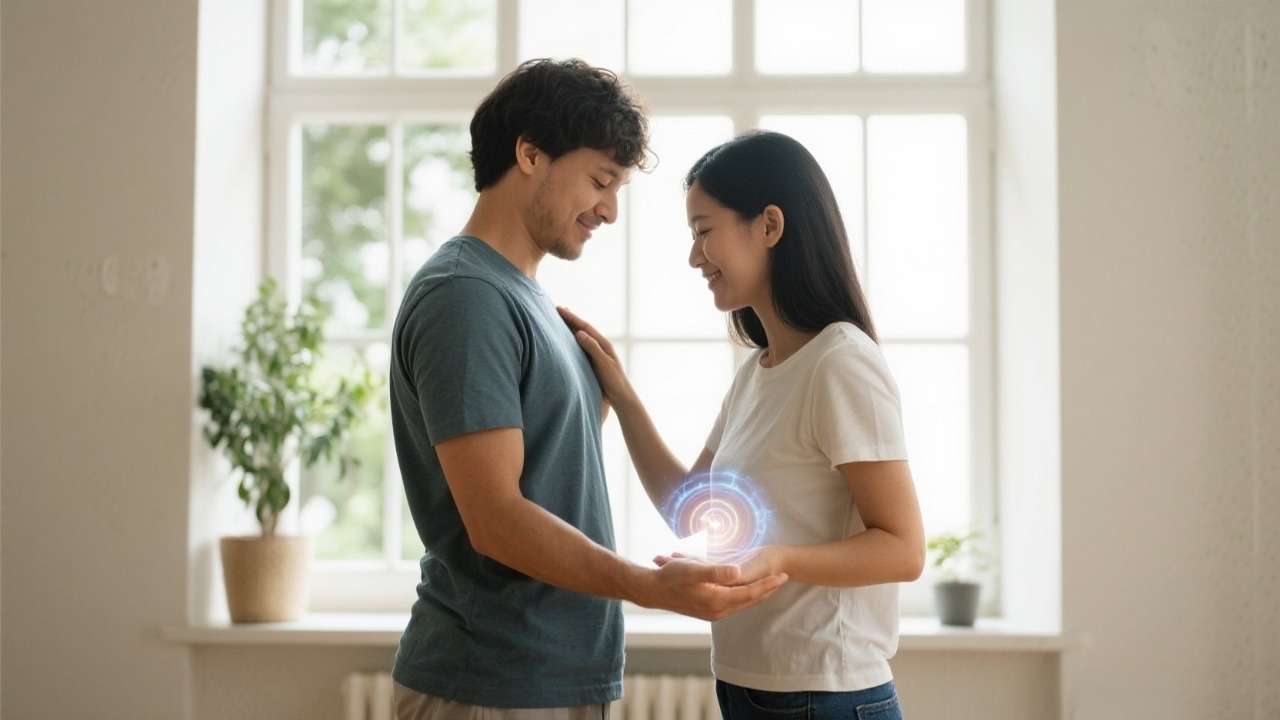 Couple sharing energy and healing