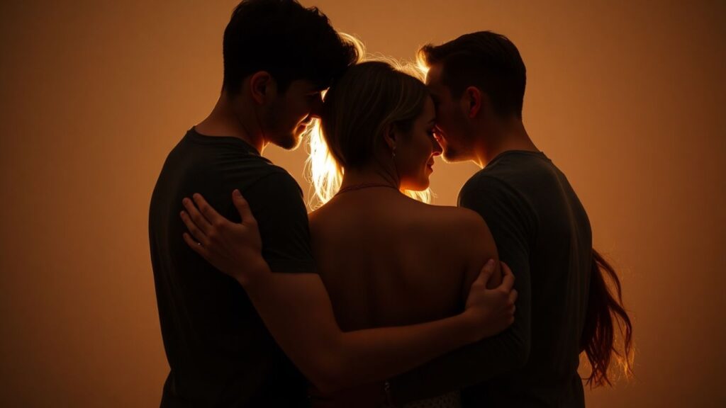 Couples embracing, exploring connection and trust.