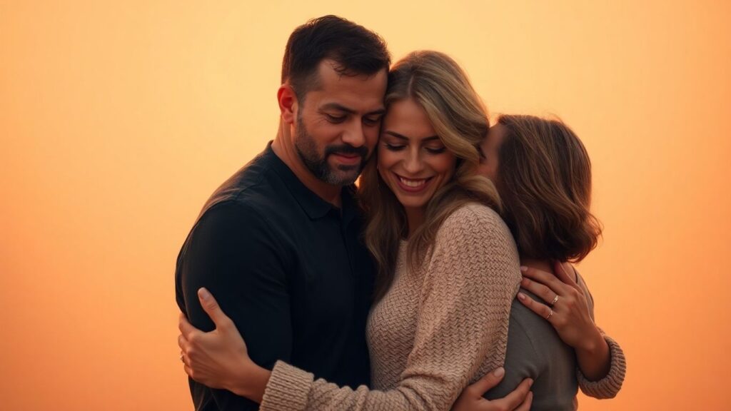 Couples embracing, showing deep connection and love.