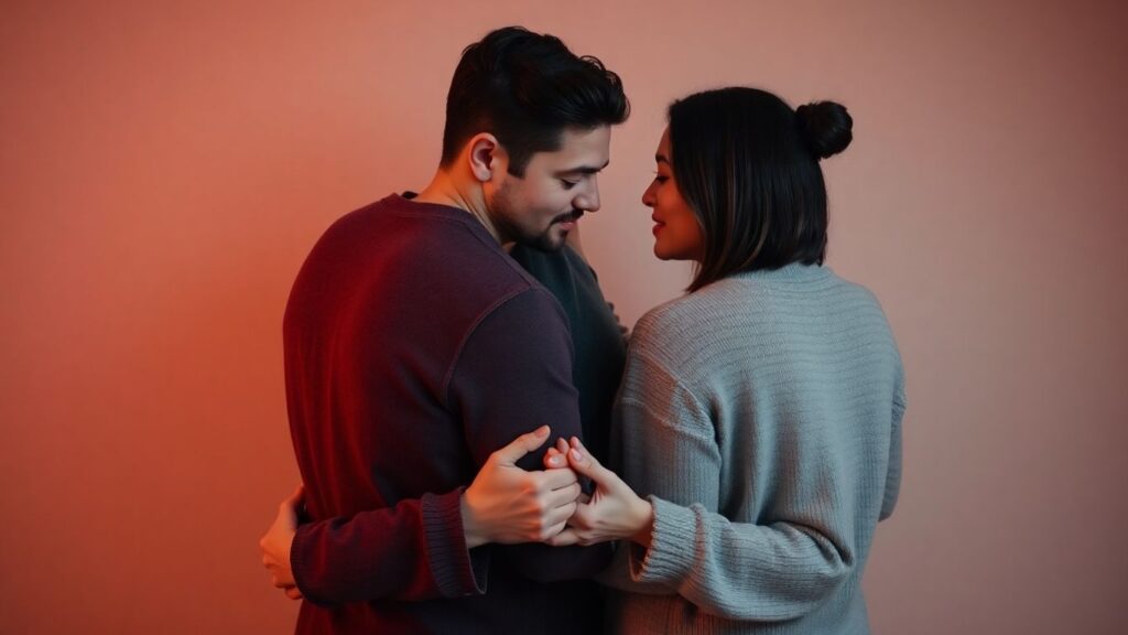 Couples embracing, showing intimacy and connection.