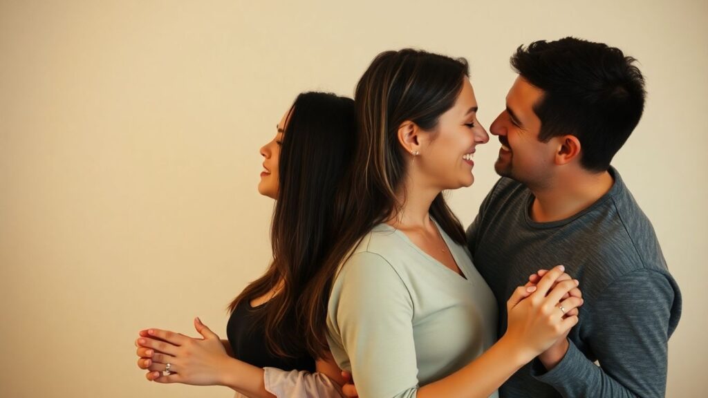 Couples embracing, symbolizing connection and intimacy.