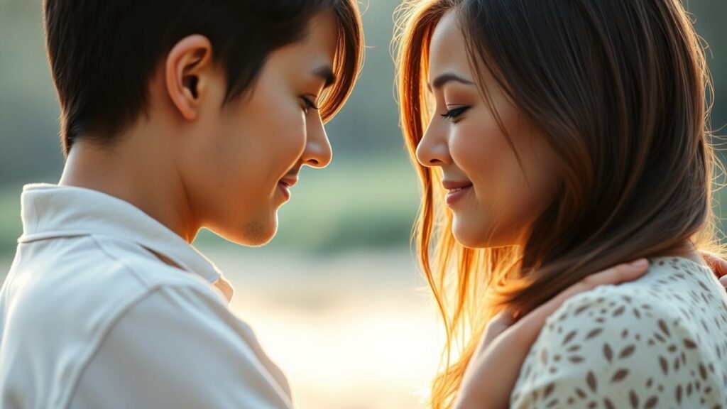 Couples embracing, symbolizing love and connection.