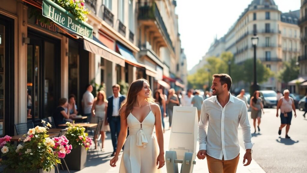 Couples enjoying a romantic day in Paris.