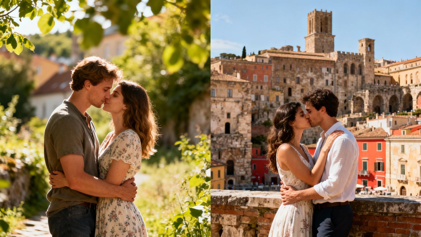 Couples in Northern and Southern European settings, polyamory culture comparison.