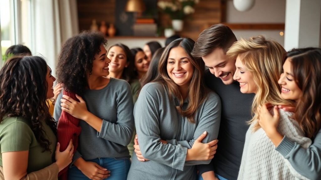 Couples in affectionate poses, suggesting strong relationships.