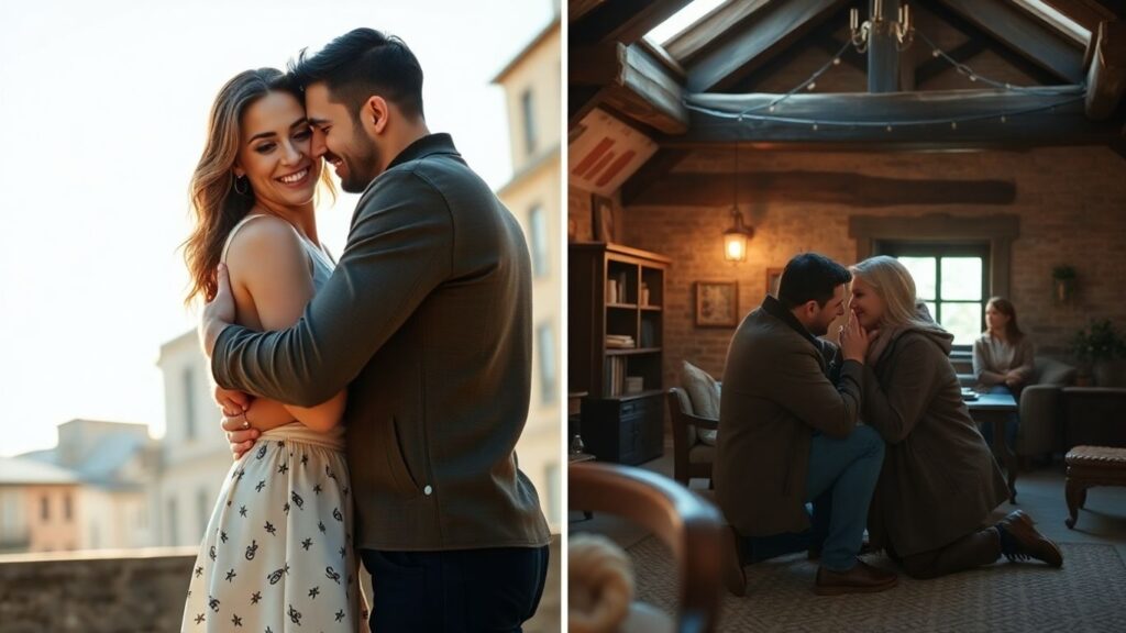 Couples in contrasting European settings, polyamory culture comparison.