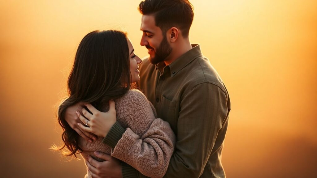 Couples in loving embrace