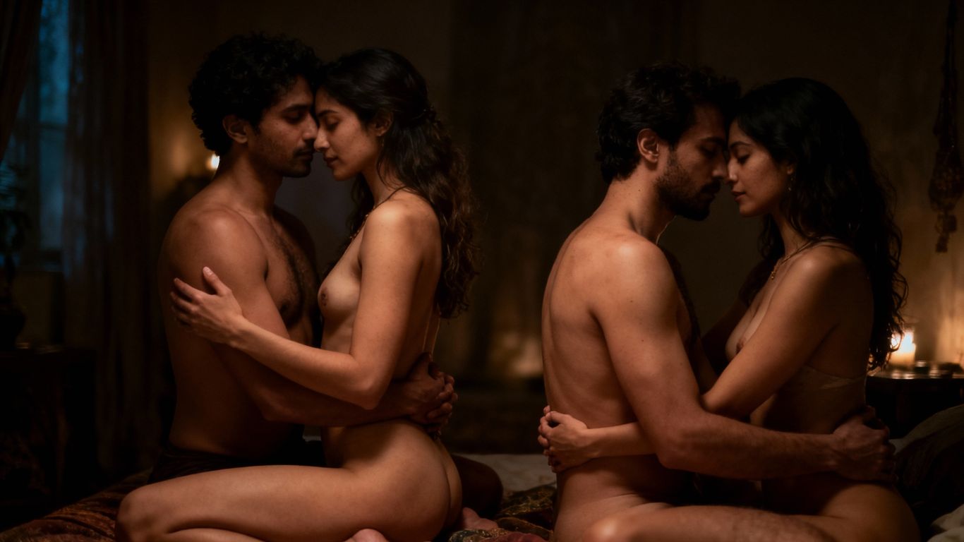 Couples practicing Tantric sex in polyamory