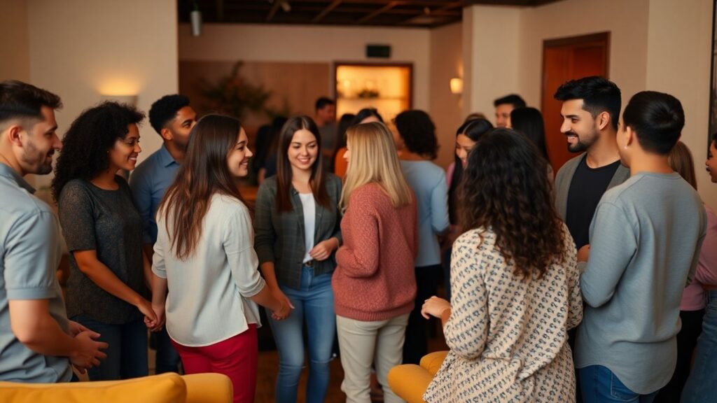 Diverse group in intimate connection, exploring relationships.