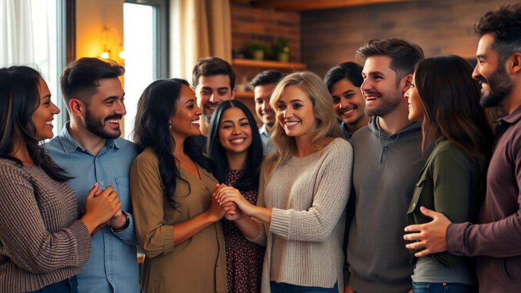 Diverse group in loving, connected relationships.