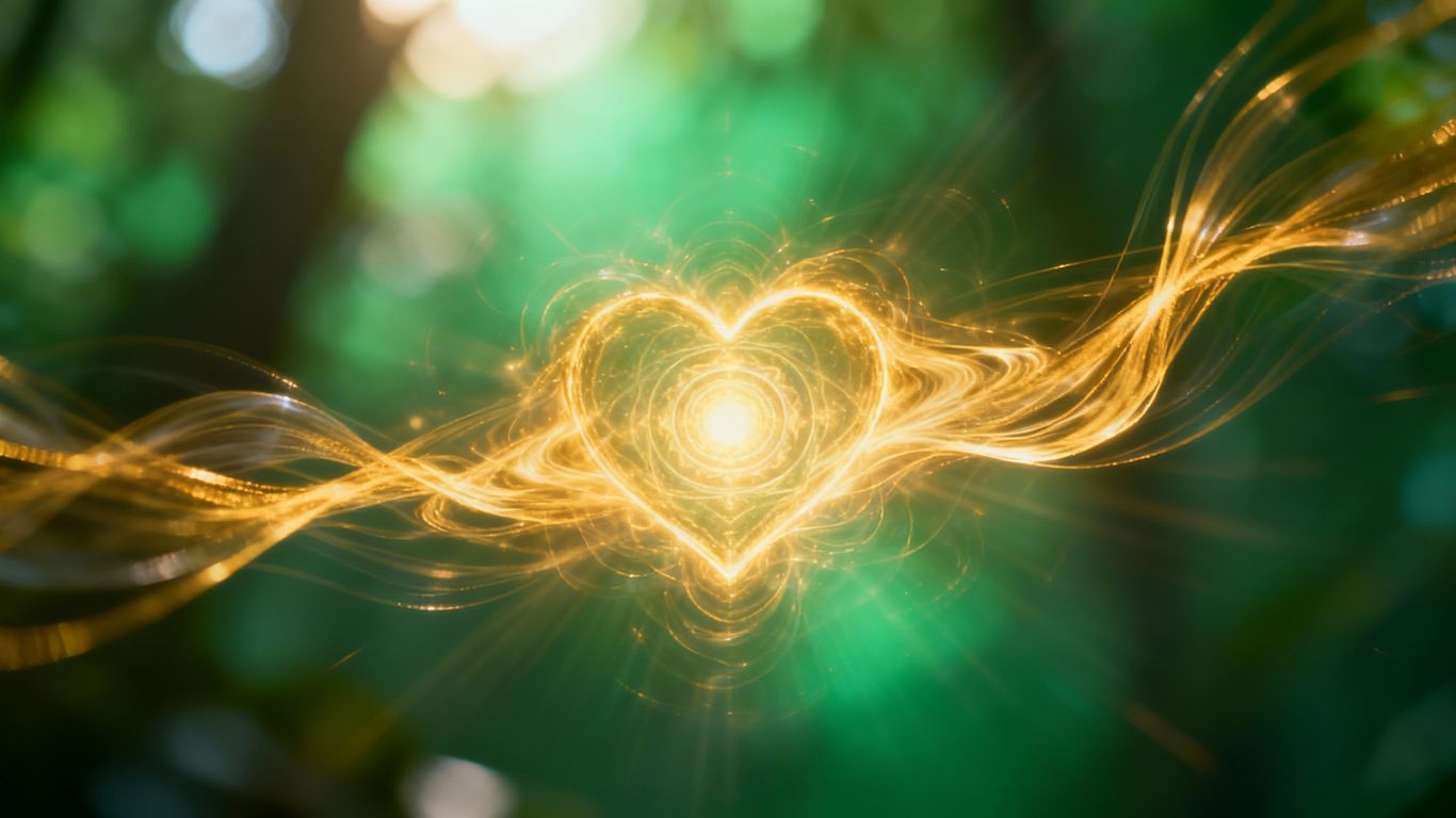 Heart chakra with flowing golden energy
