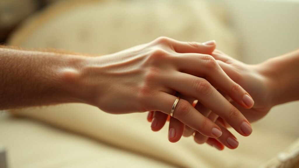 Intertwined hands symbolizing connection and consent.