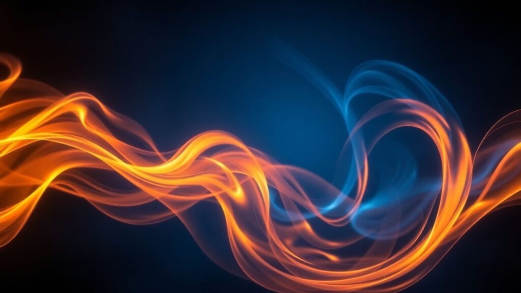 Intertwining light and shadow representing energy flow.