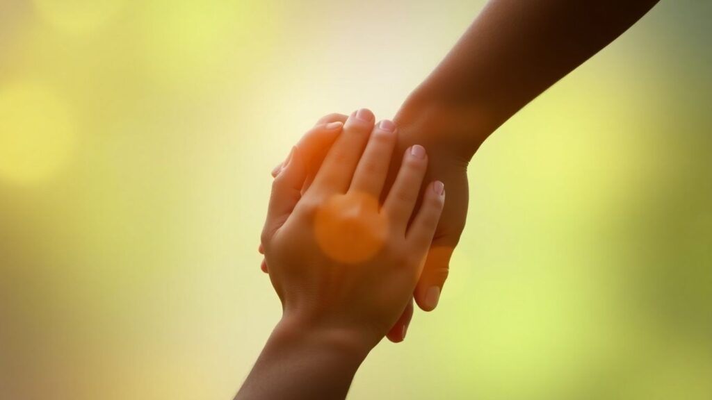 Partners connecting through heart chakra energy.