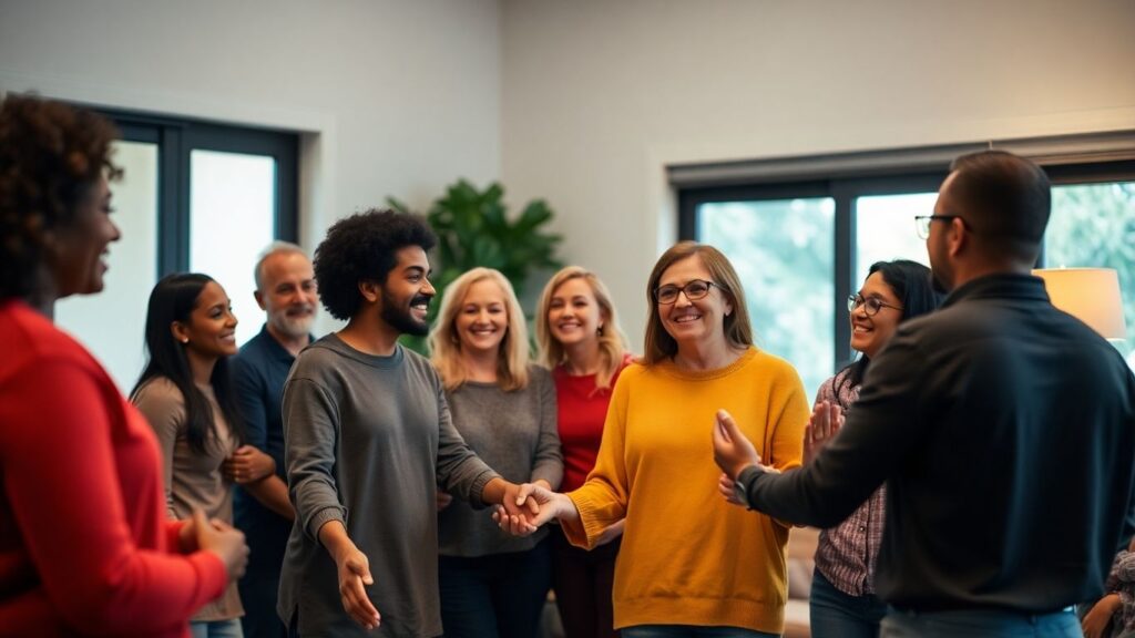 People connecting in a comfortable, accepting relationship setting.