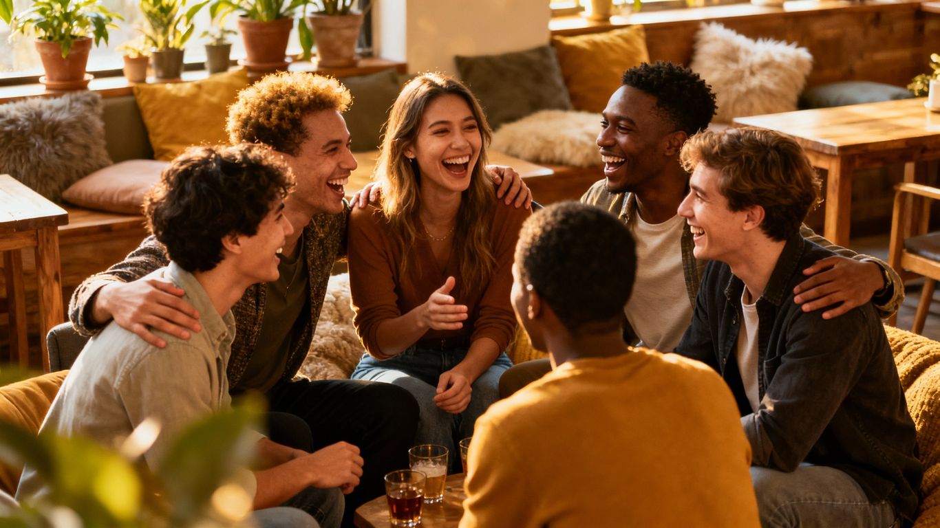 People connecting in a polyamory community setting.