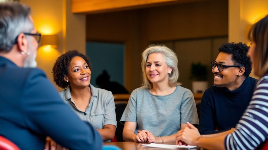 People connecting through open communication.