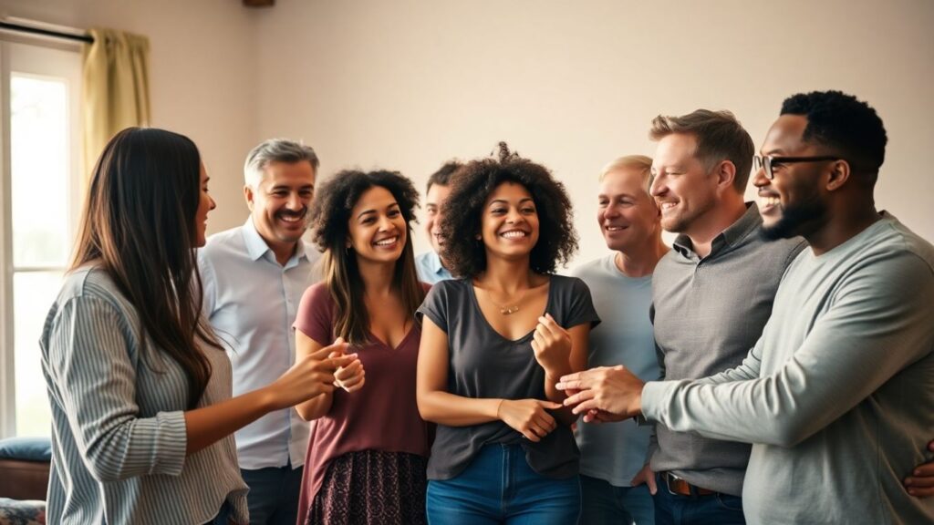 People in loving relationships, diverse and connected.