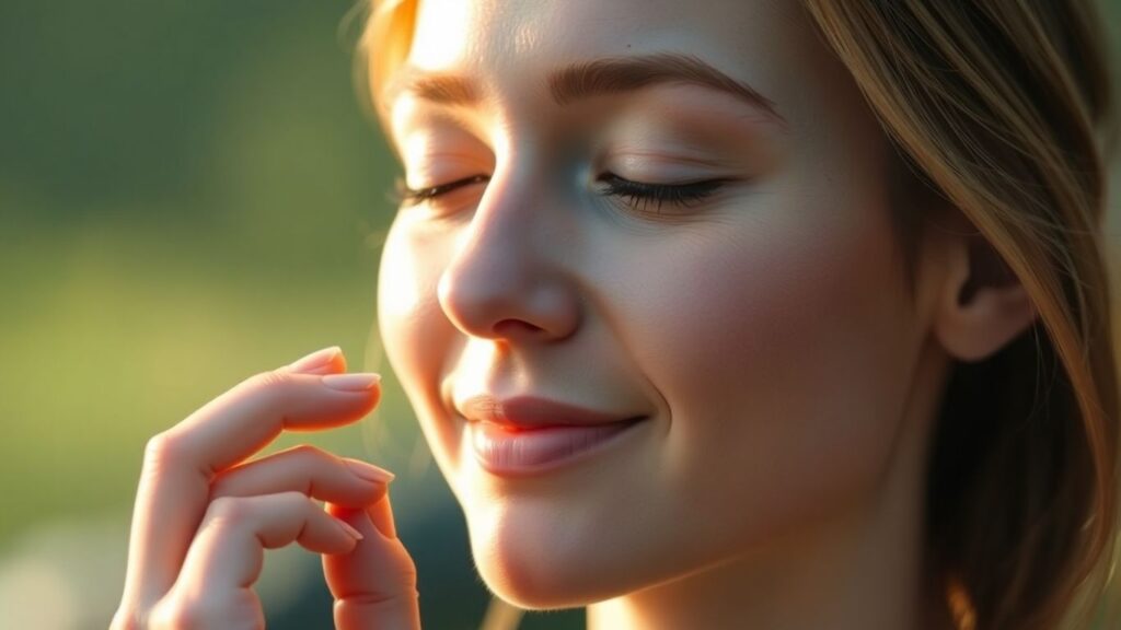 Person breathing deeply, experiencing energetic pleasure.