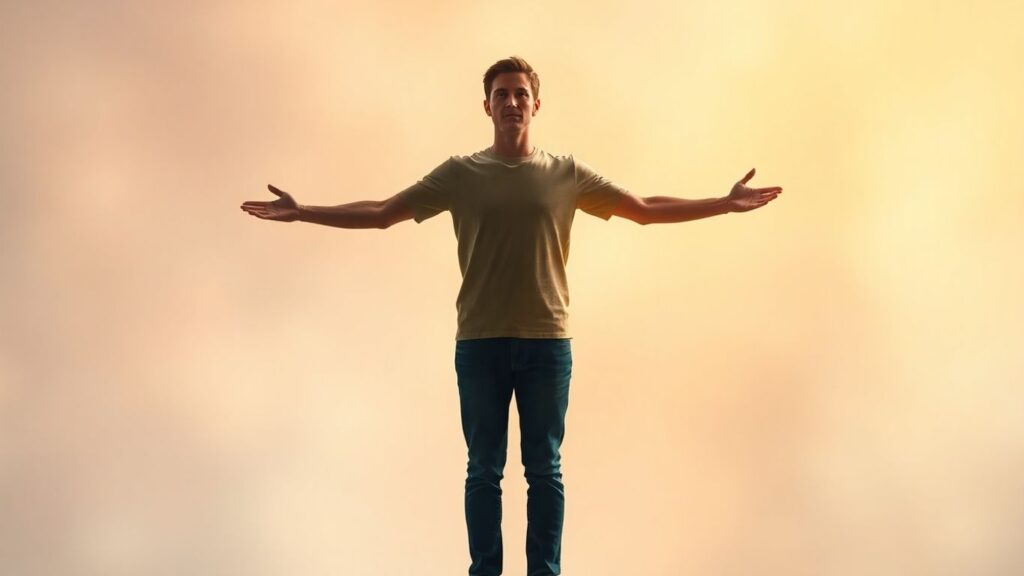 Person creating a personal energy boundary.