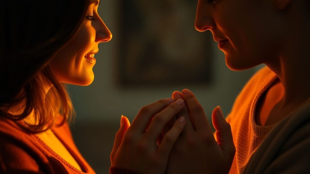 Two people connecting intimately.