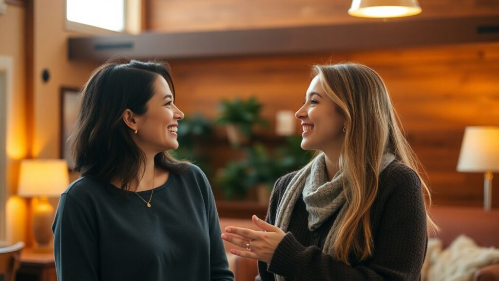 Two people connecting positively in a relationship.